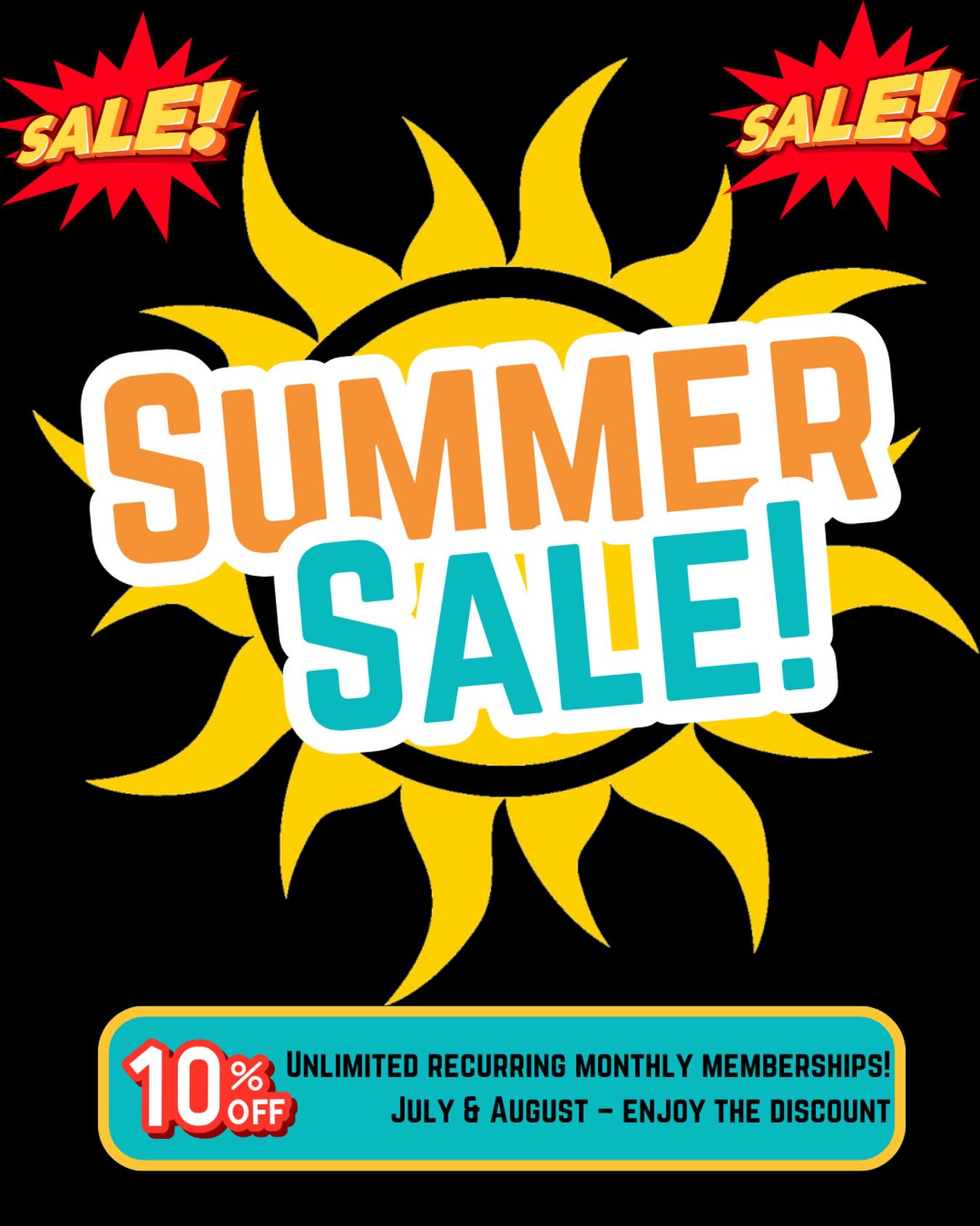 🌞 Summer SALE is here! 🌞

Get 10% OFF Unlimited recurring monthly memberships!

📅 July & August – enjoy the discount
🎯 Regular pricing resumes in September

🔹 New members only
🔹 Current members with 2x or 3x/week plans can upgrade and save 10% too!

Now’s the time to level up! 💪

☀️Sale runs June 8-12 only. Don’t miss out! DM us for more info, or check the link in our profile.
