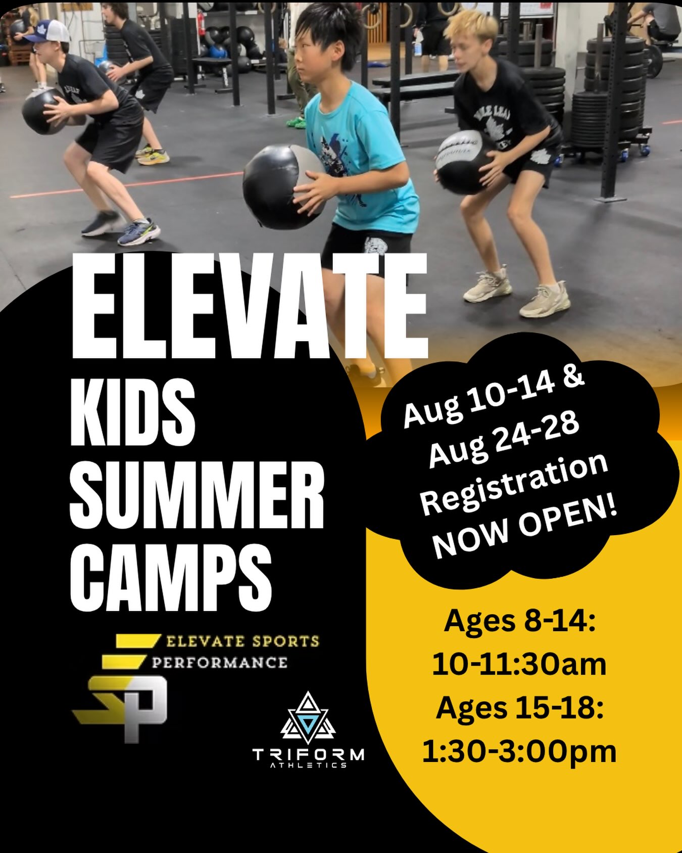 ☀️ SUMMER CAMPS AT TRIFORM ATHLETICS ☀️

Elevate Sports Performance is bringing the heat this August with two weeks of youth summer camps built to help kids move better, feel stronger, and have fun doing it 💪

📅 Session 1: August 10–14 📅 Session 2: August 24–28

🧒 Ages 8–14 | 10:00–11:30am 🧑 Ages 15–18 | 1:30–3:30pm

Each session focuses on: ✅ Body awareness ✅ Coordination ✅ Agility ✅ Strength ✅ Endurance

💰 Early Bird Pricing (until Aug 3): $135+GST/session 💰 Regular Pricing (after Aug 3): $175+GST/session

Spots are limited — lock in that early bird rate before it’s gone! 🐦

📍 Triform Athletics 4344 97 St NW Edmonton
 👉 Links in profile to register or DM us for more info!
